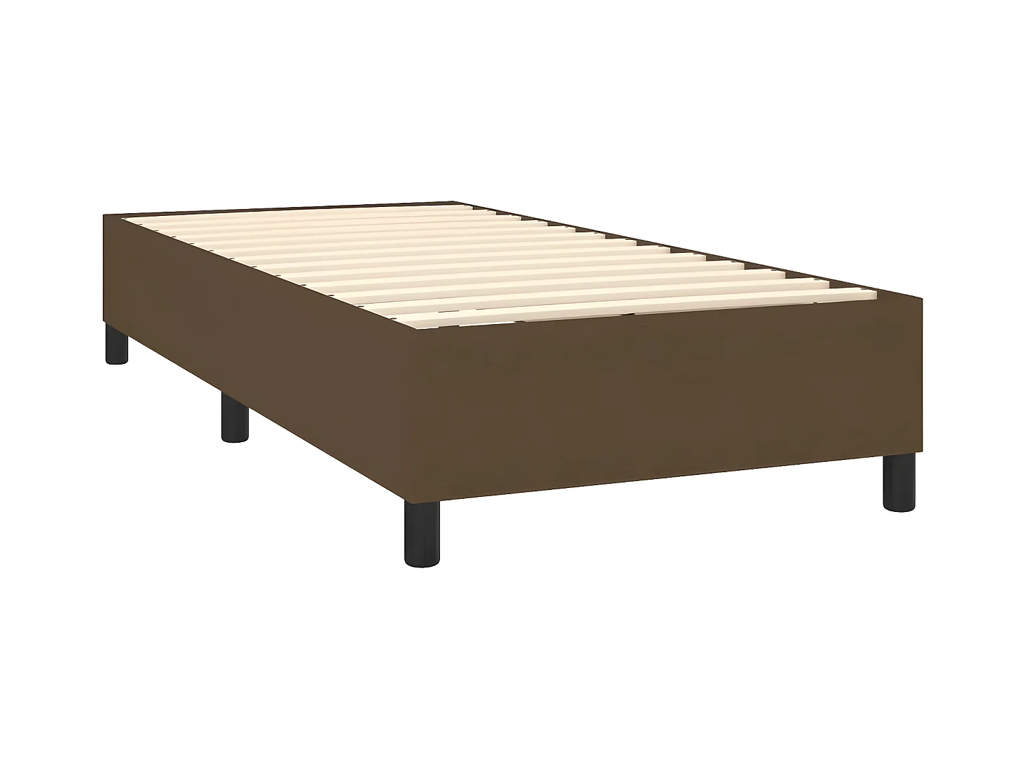 Cama box spring con colchón tela marrón oscuro 100x200 cm