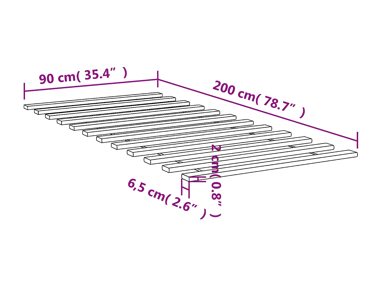 Lattes de lit 90x200 cm bois de pin massif
