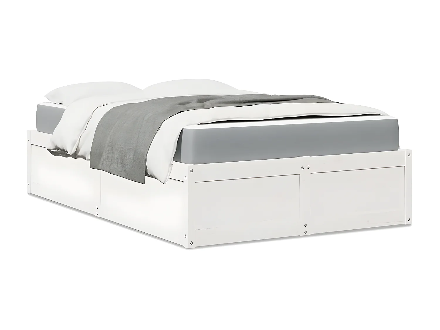 Lit avec matelas blanc 140x190 cm bois massif de pin