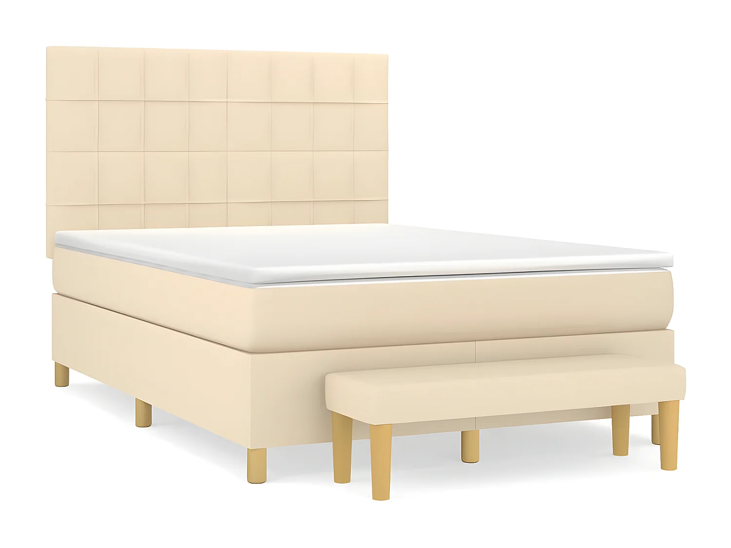 Cama com molas/colchão 140x190 cm tecido cor creme