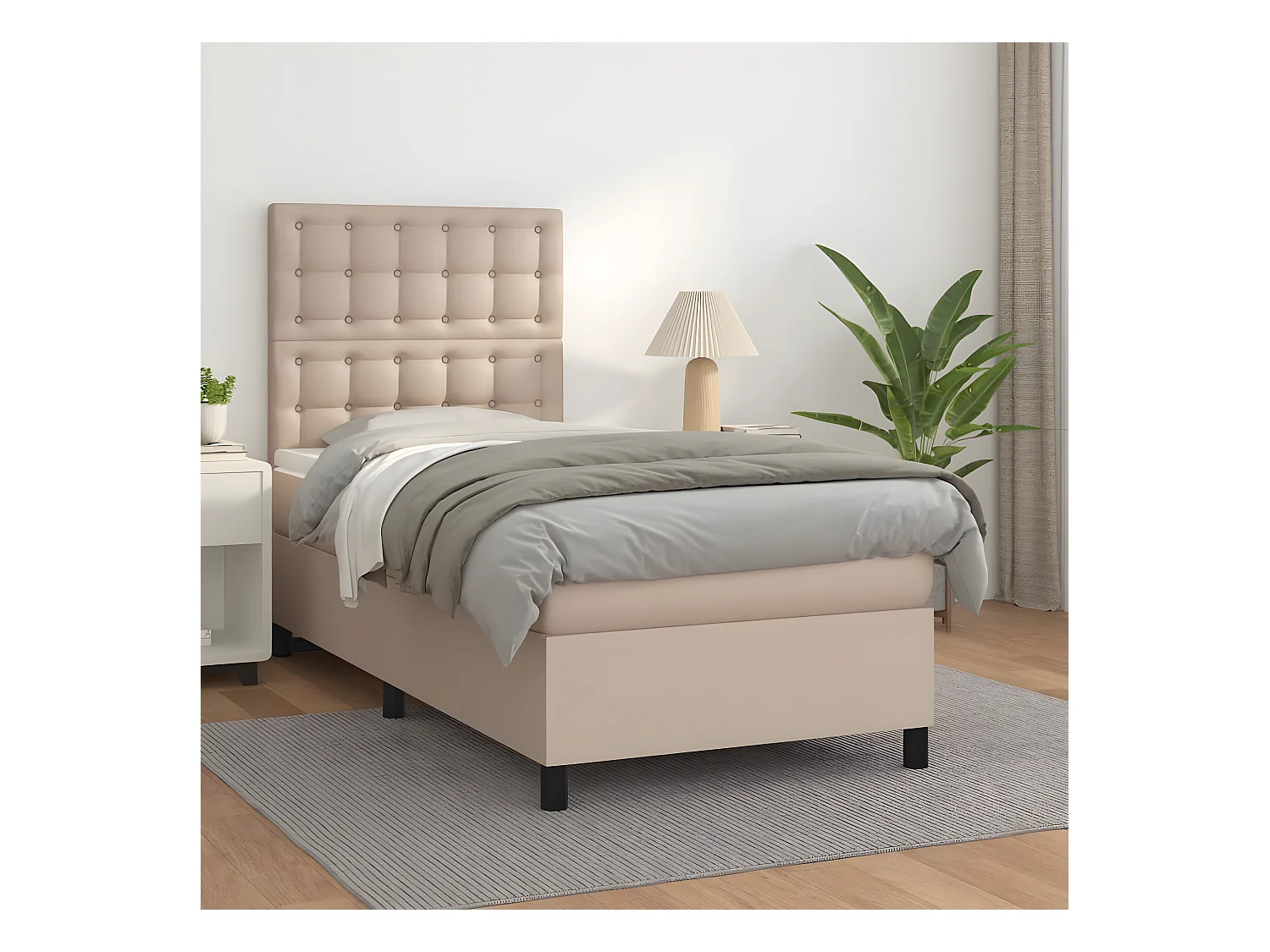 Lit à sommier tapissier avec matelas Cappuccino 90x200 cm