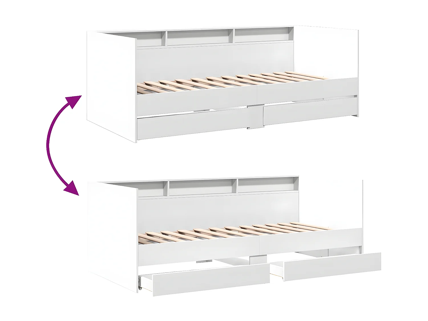 Sofá-cama c/ gavetas 90x200 cm derivados de madeira branco