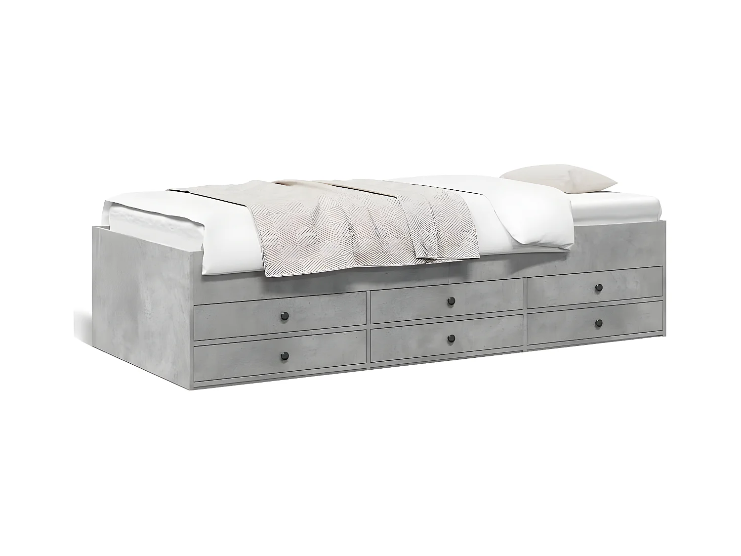 Sofá-cama com gavetas derivados de madeira cinzento cimento