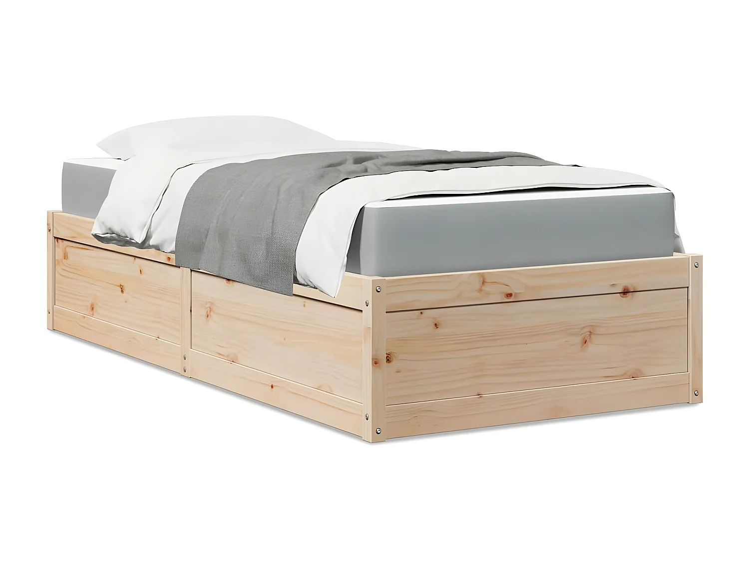 Cama com colchão 90x200 cm madeira de pinho maciça