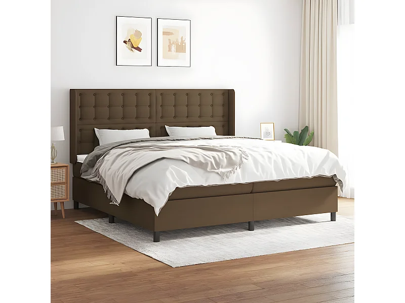 Lit à sommier tapissier avec matelas Marron foncé 200x200 cm