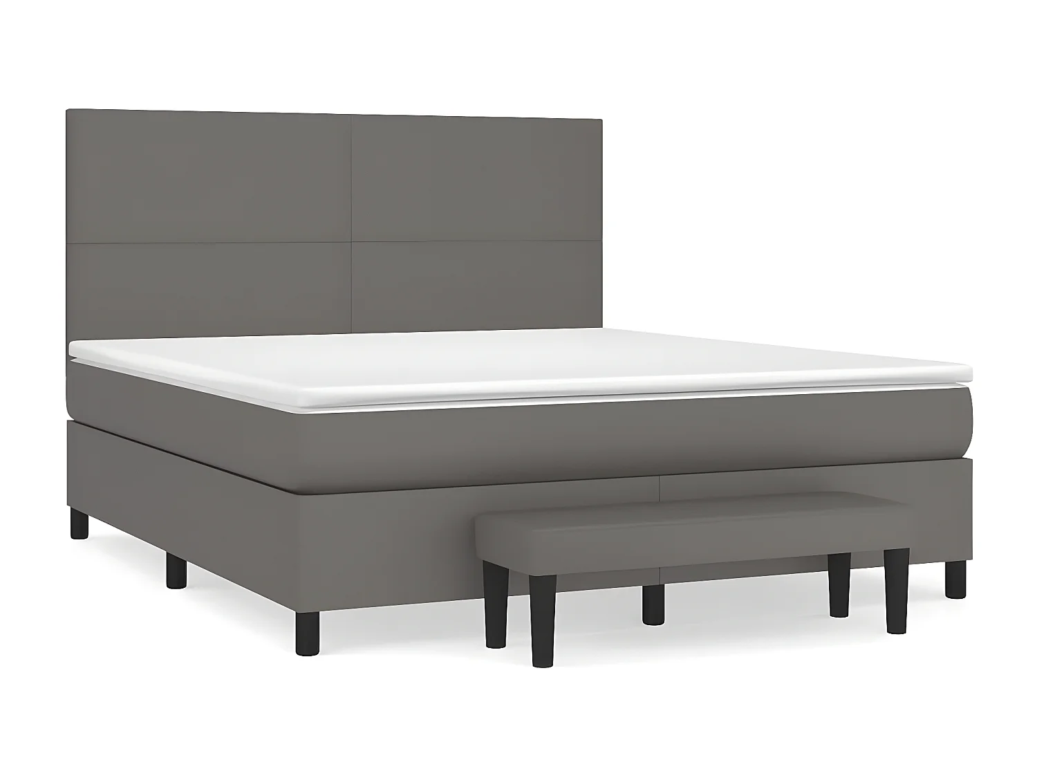 Lit à sommier tapissier avec matelas Gris 160x200 cm Similicuir