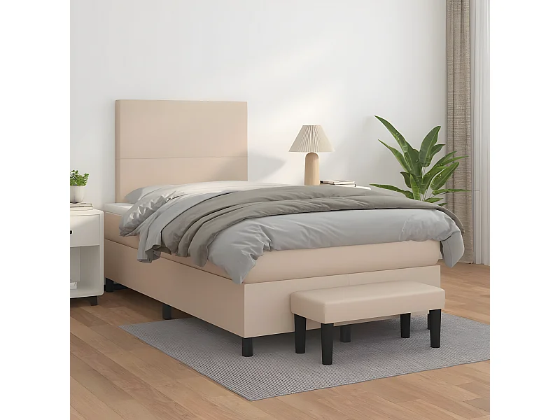 Lit à sommier tapissier avec matelas Cappuccino 120x200 cm