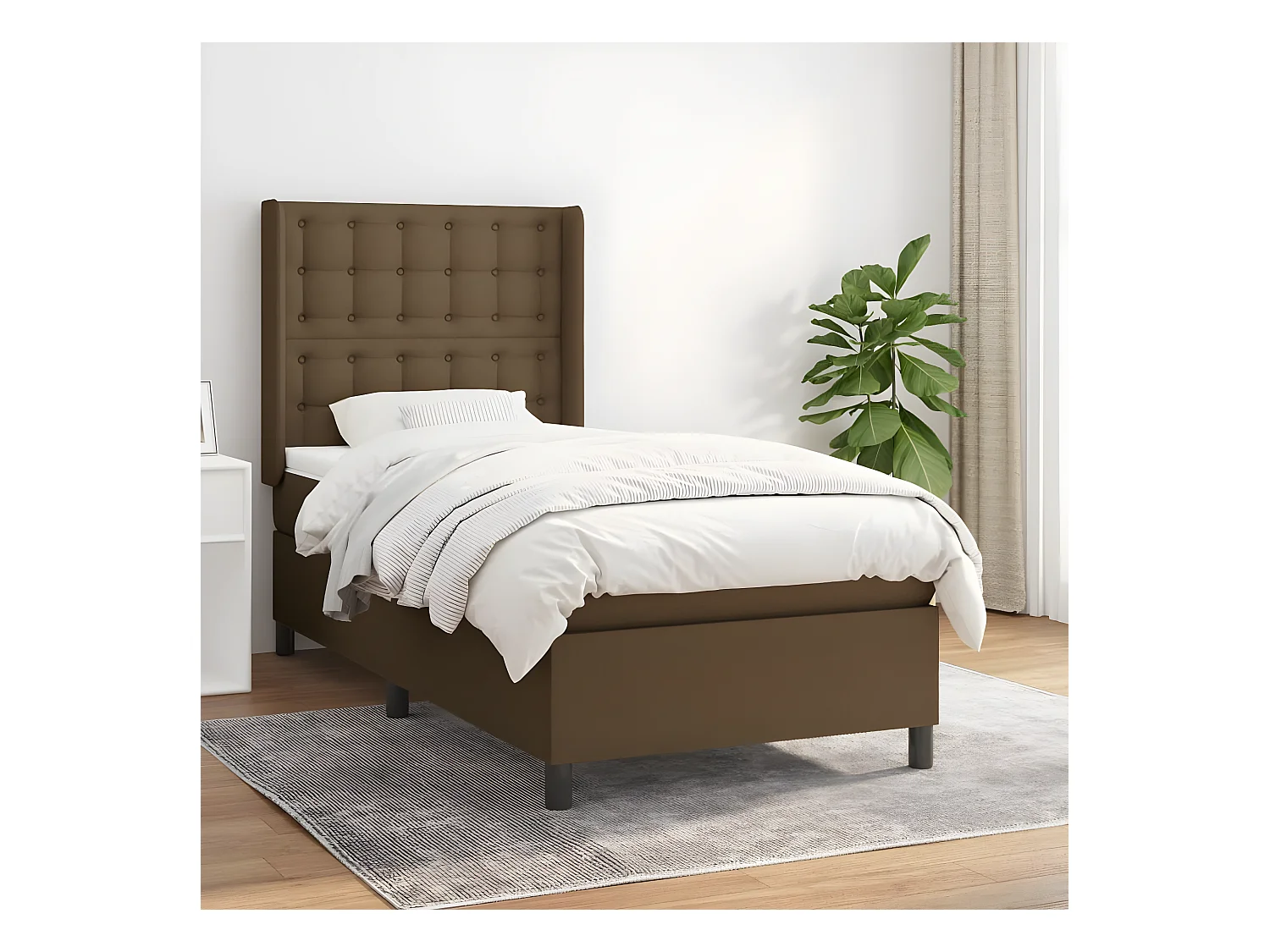 Lit à sommier tapissier avec matelas Marron foncé 100x200 cm