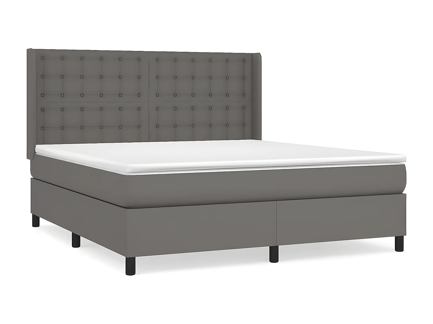 Lit à sommier tapissier avec matelas Gris 160x200 cm Similicuir