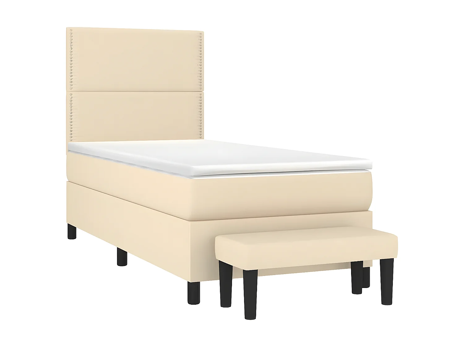 Lit à sommier tapissier et matelas Crème 90x190 cm Tissu