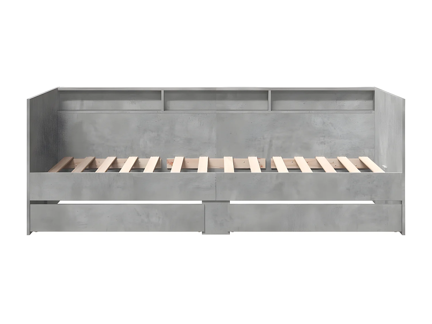Lit de jour et tiroirs gris béton 90x190 cm bois d'ingénierie