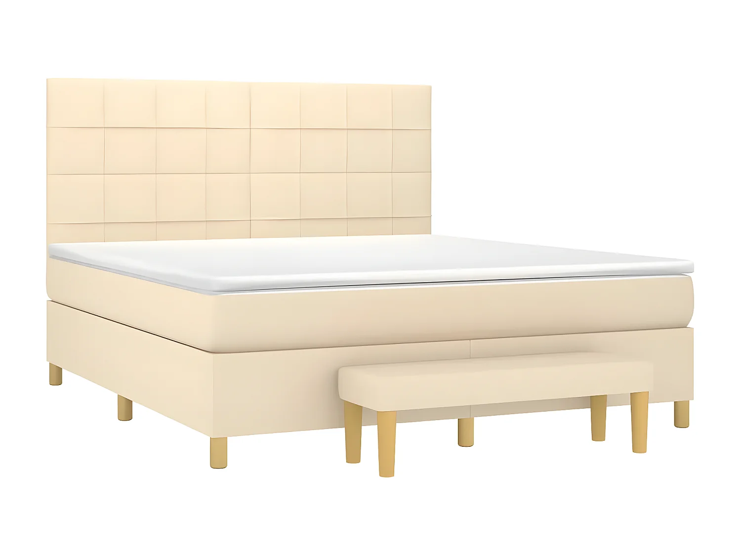 Lit à sommier tapissier avec matelas Crème 180x200 cm Tissu
