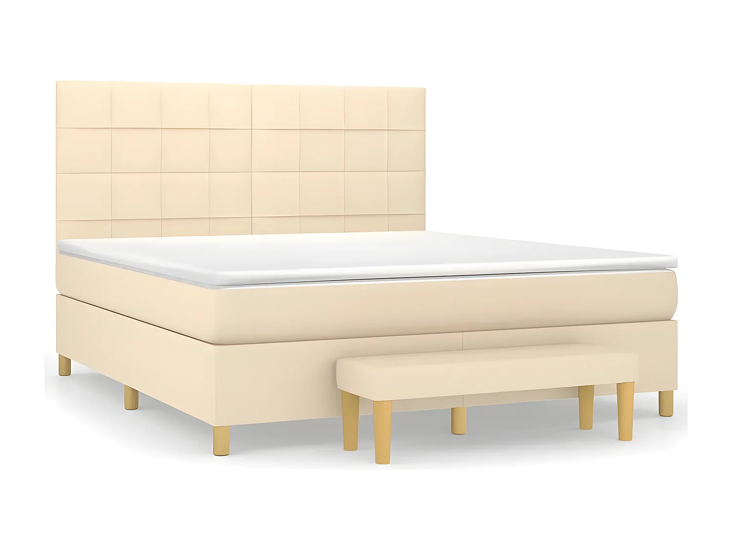 Cama com molas/colchão 180x200 cm tecido cor creme