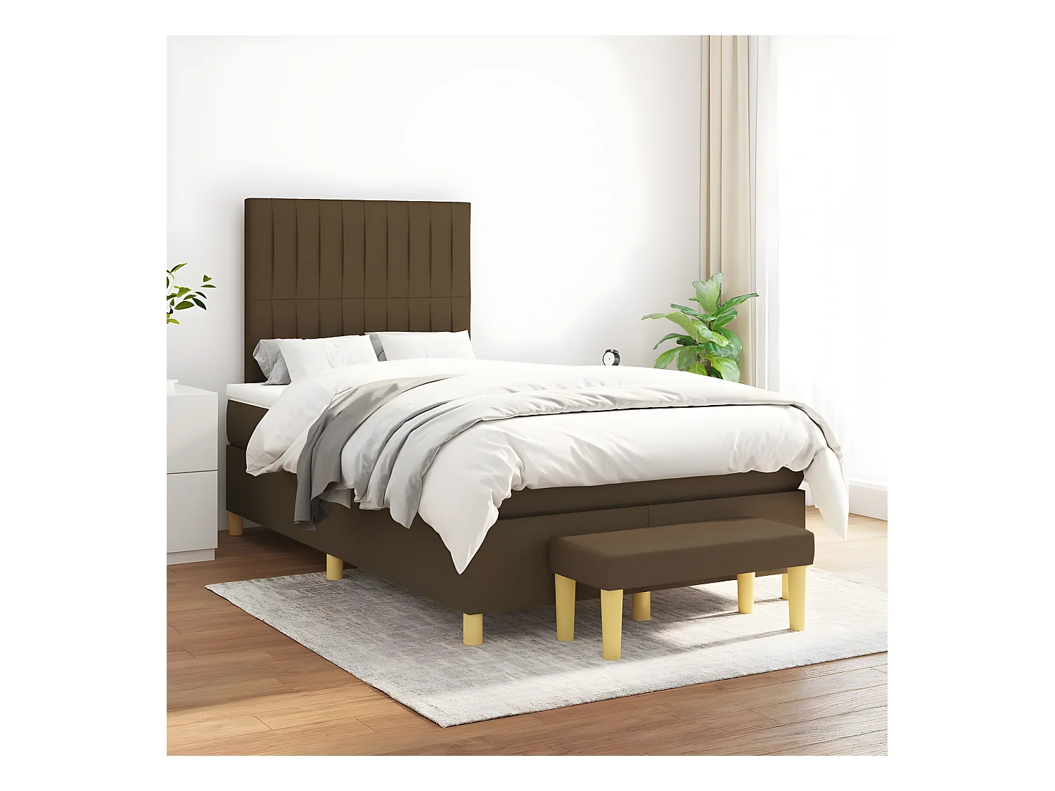 Lit à sommier tapissier avec matelas Marron foncé 120x200 cm