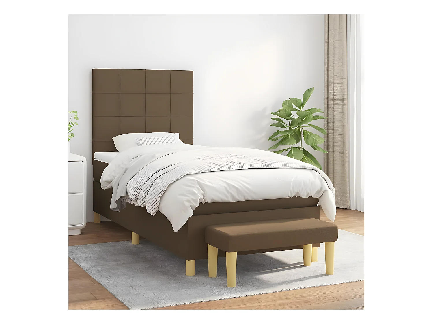 Lit à sommier tapissier avec matelas Marron foncé 90x190 cm