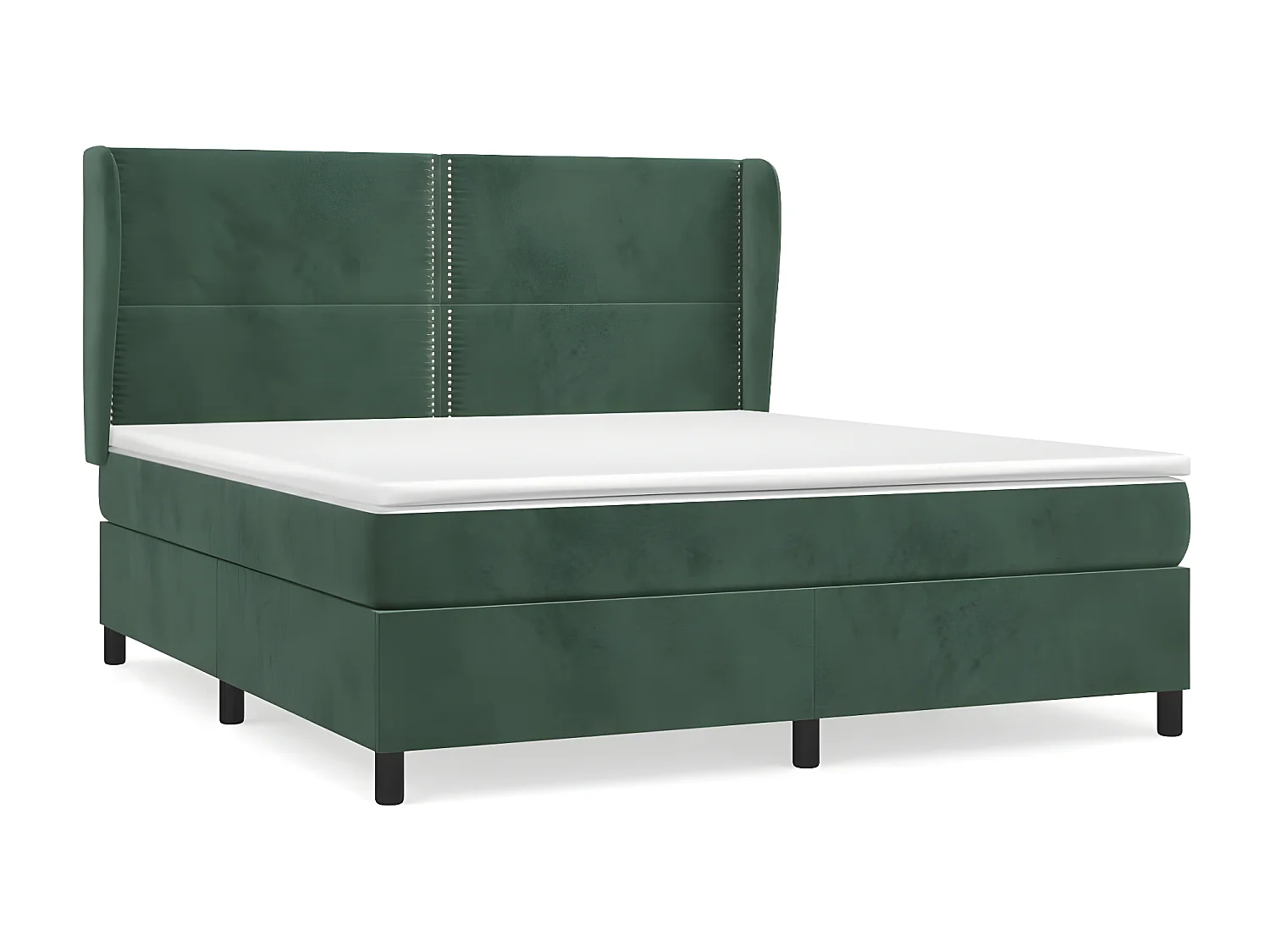 Lit à sommier tapissier et matelas Vert foncé 160x200cm Velours