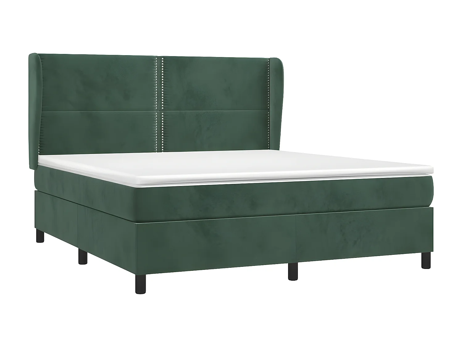 Lit à sommier tapissier et matelas Vert foncé 160x200cm Velours