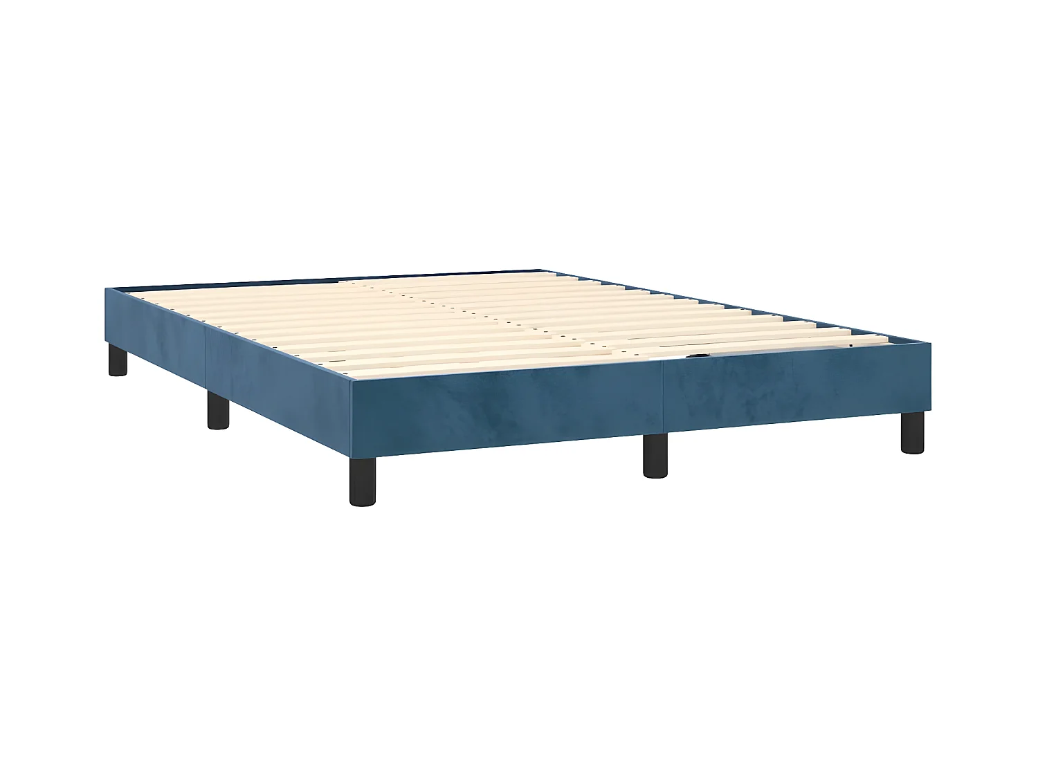 Lit à sommier tapissier et matelas Bleu foncé 140x200cm Velours