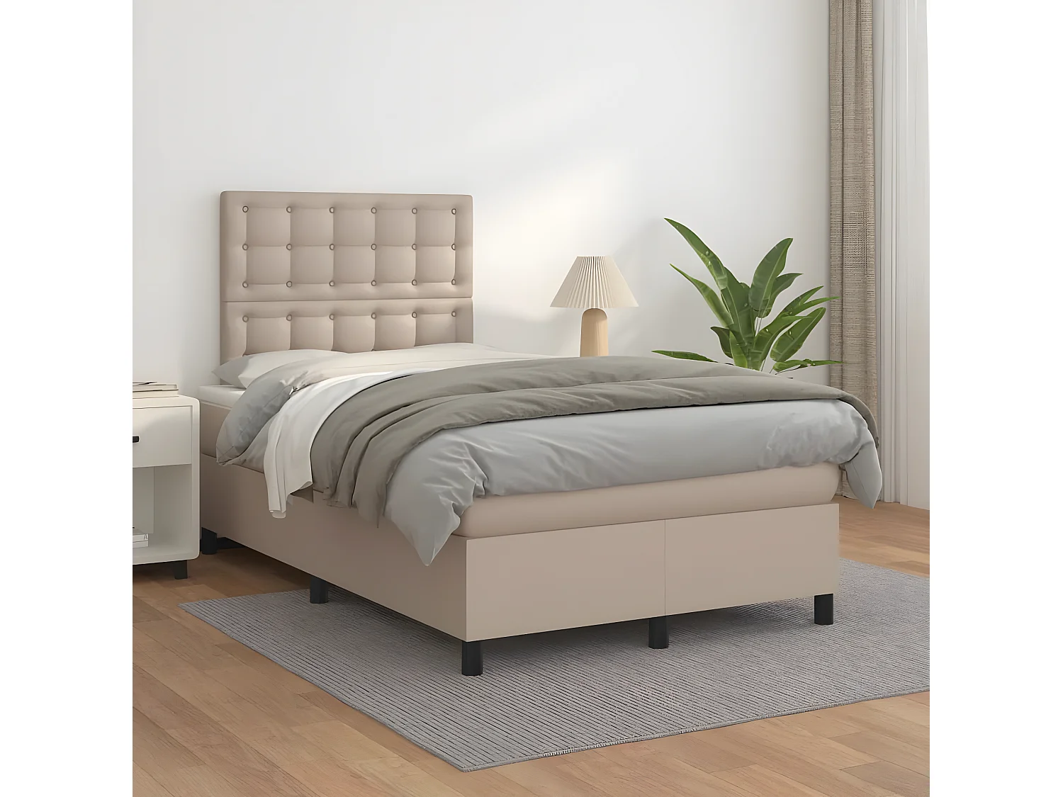 Cama com molas/colchão 120x200 cm couro artificial cappuccino