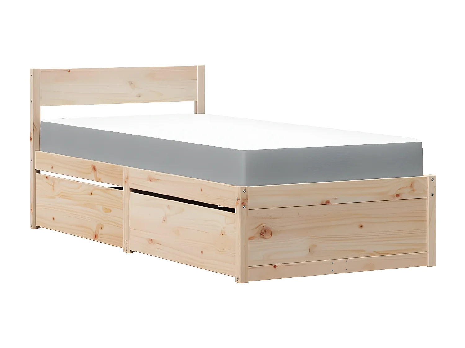 Lit avec tiroirs et matelas 90x190 cm bois massif de pin