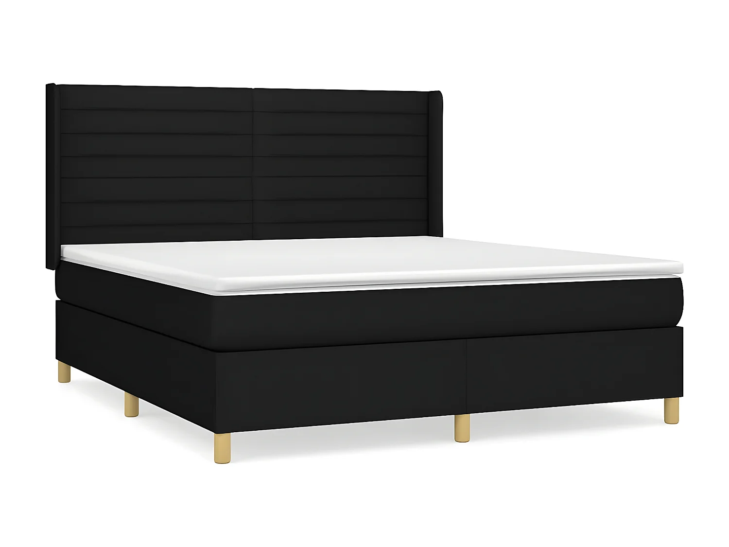 Cama box spring con colchón tela negro 160x200 cm