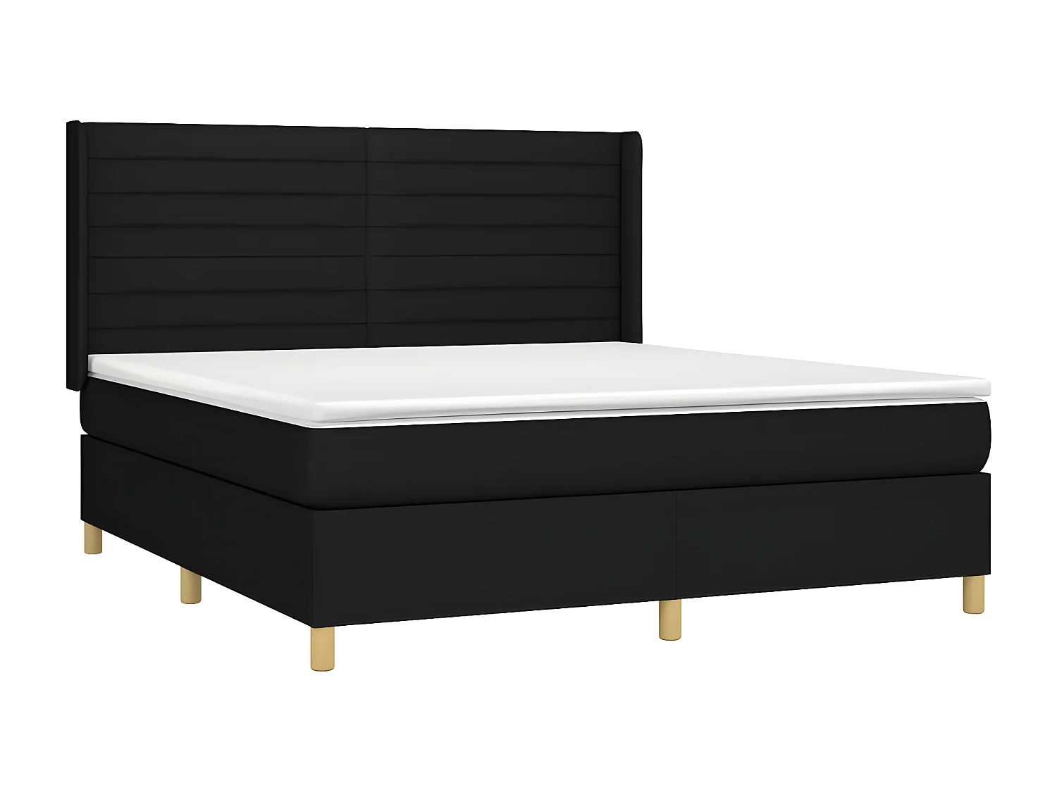 Cama box spring con colchón tela negro 160x200 cm