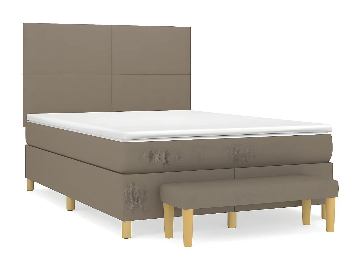 Cama box spring con colchón tela gris taupe 140x200 cm