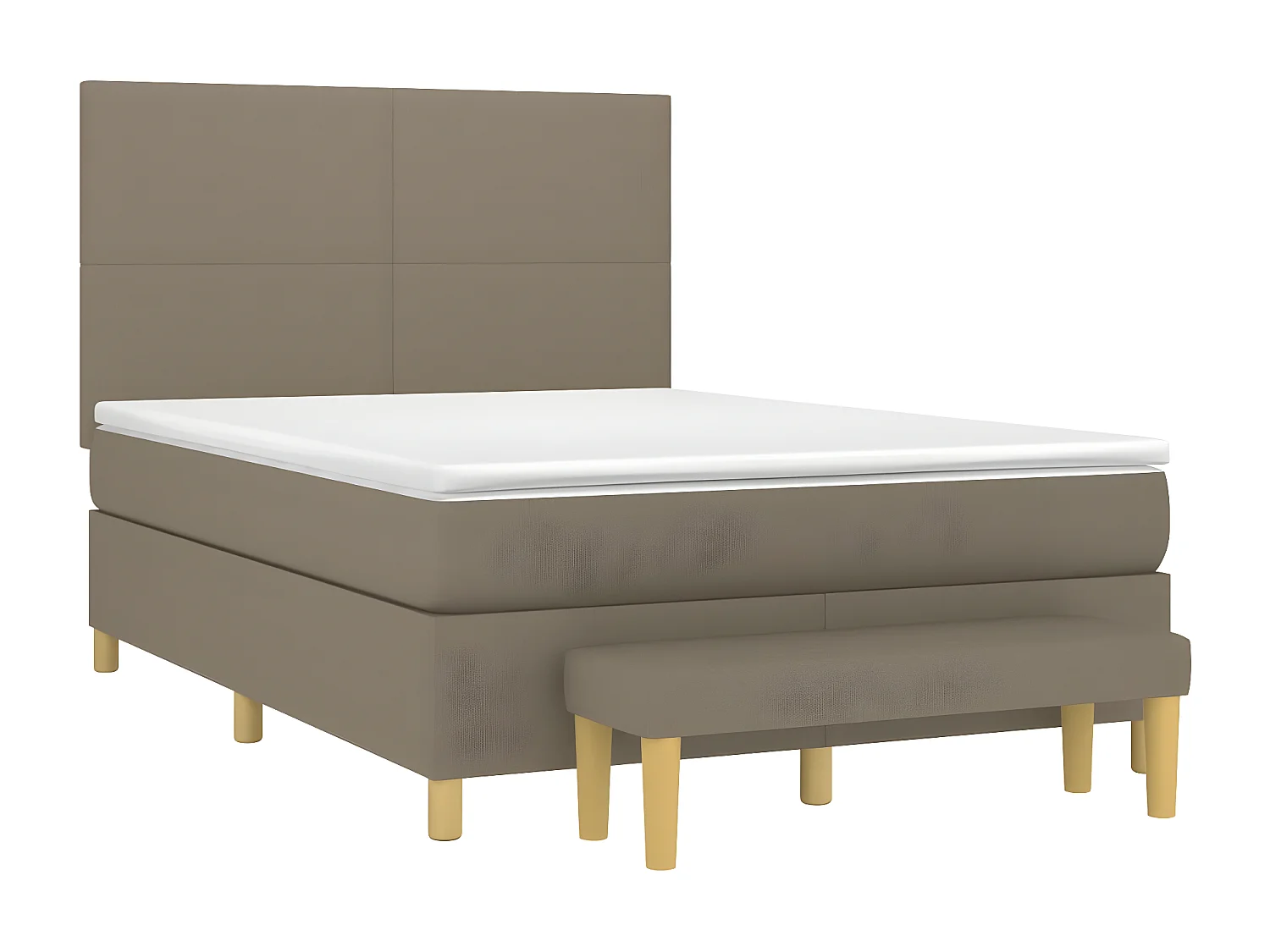 Cama box spring con colchón tela gris taupe 140x200 cm