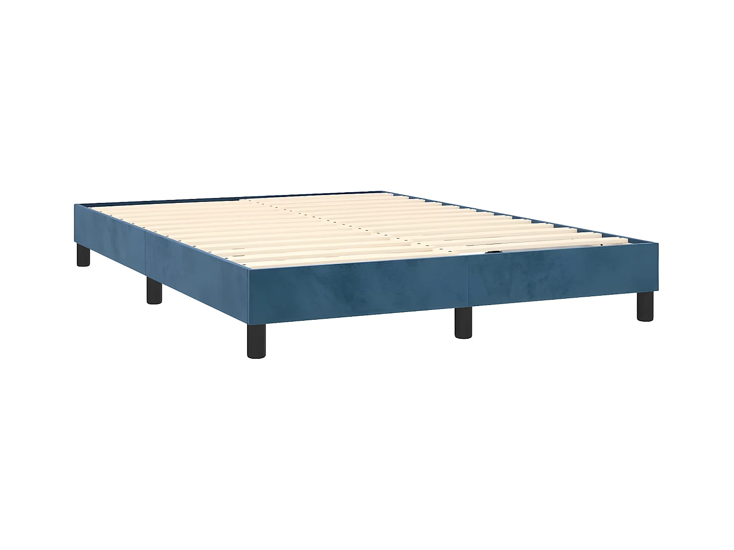 Lit à sommier tapissier et matelas Bleu foncé 140x200cm Velours