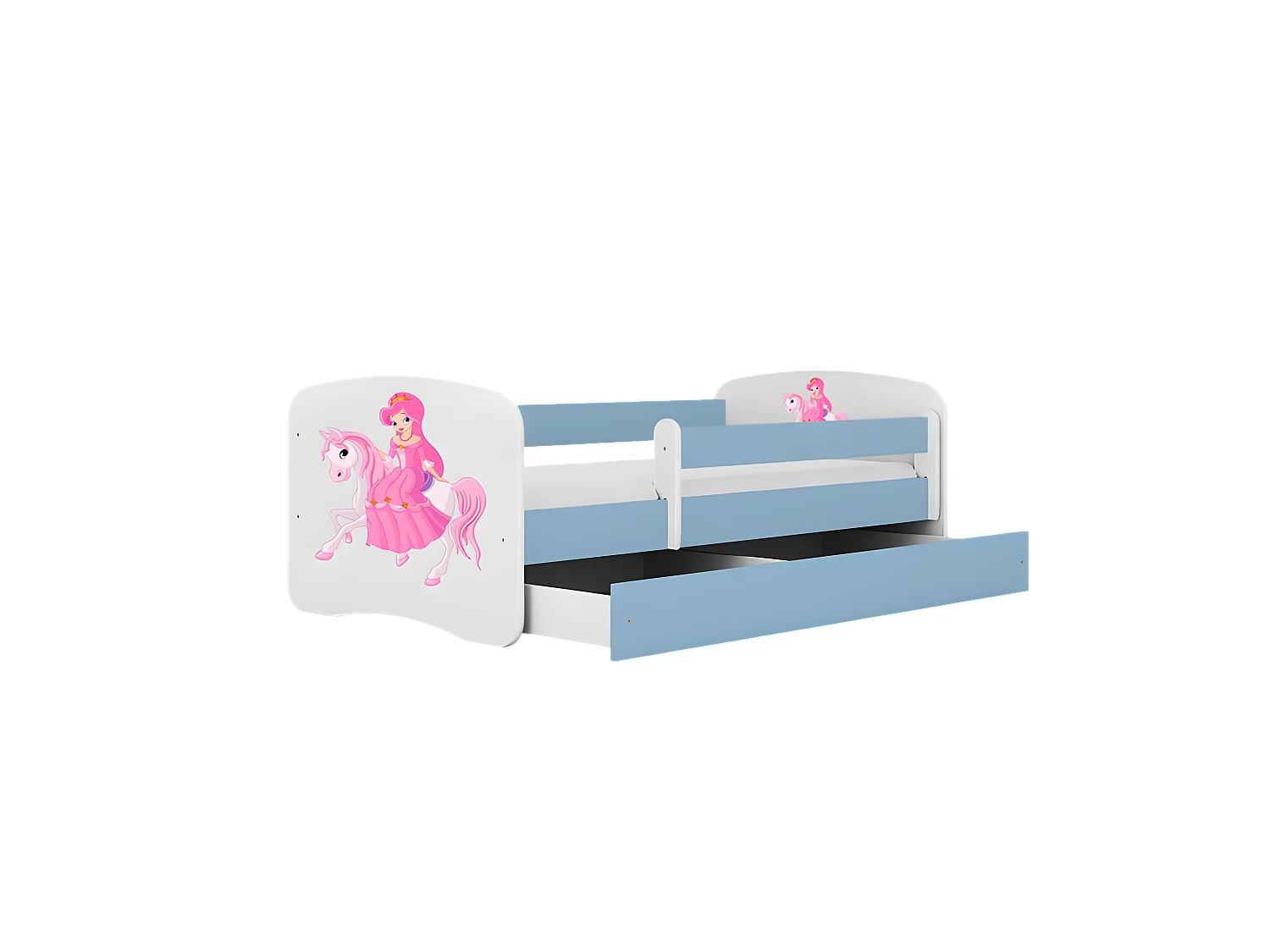 Babydreams cama princesa azul a caballo con cajón con colchón 160/80