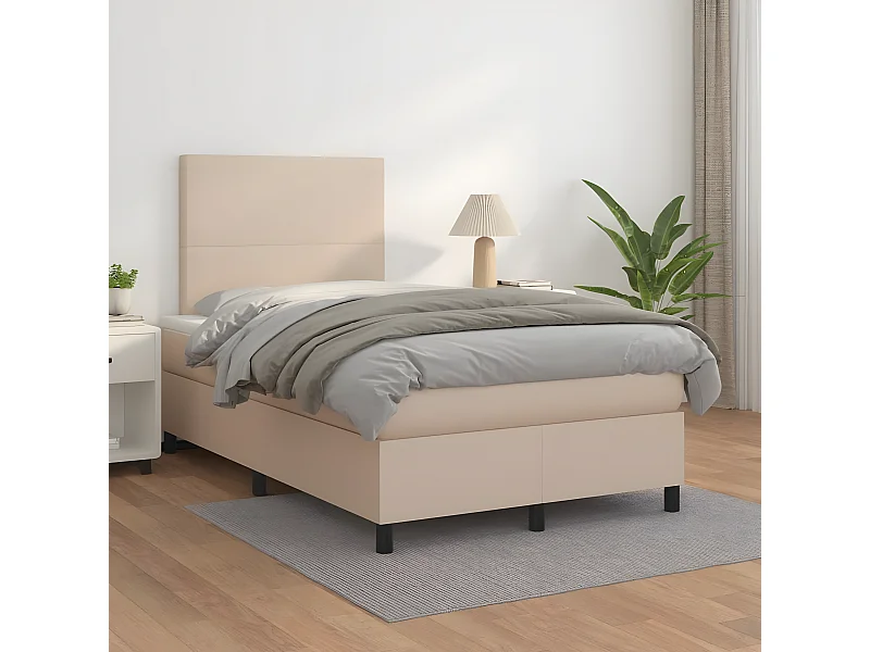 Lit à sommier tapissier avec matelas Cappuccino 120x200 cm