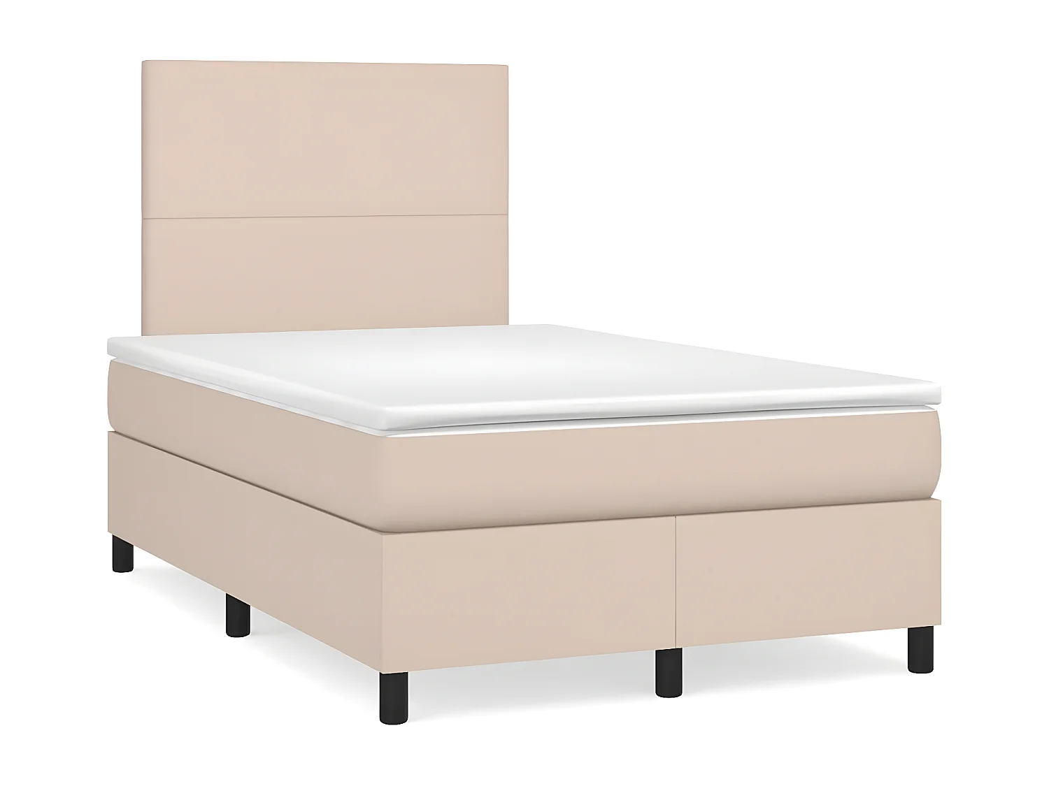 Cama box spring con colchón cuero sintético capuchino 120x200cm