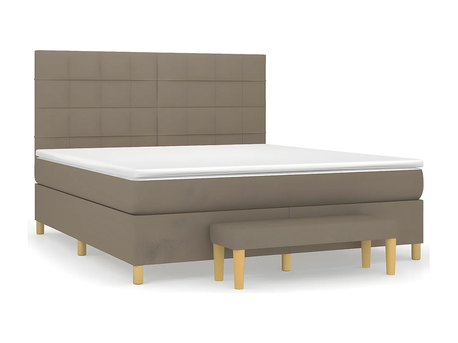 Cama box spring con colchón tela gris taupe 180x200 cm