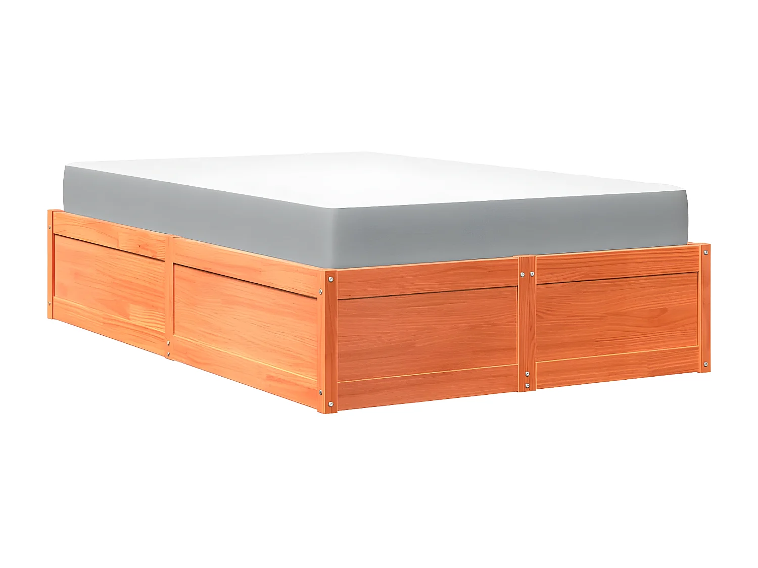 Cama con colchón madera maciza de pino marrón cera 120x190 cm