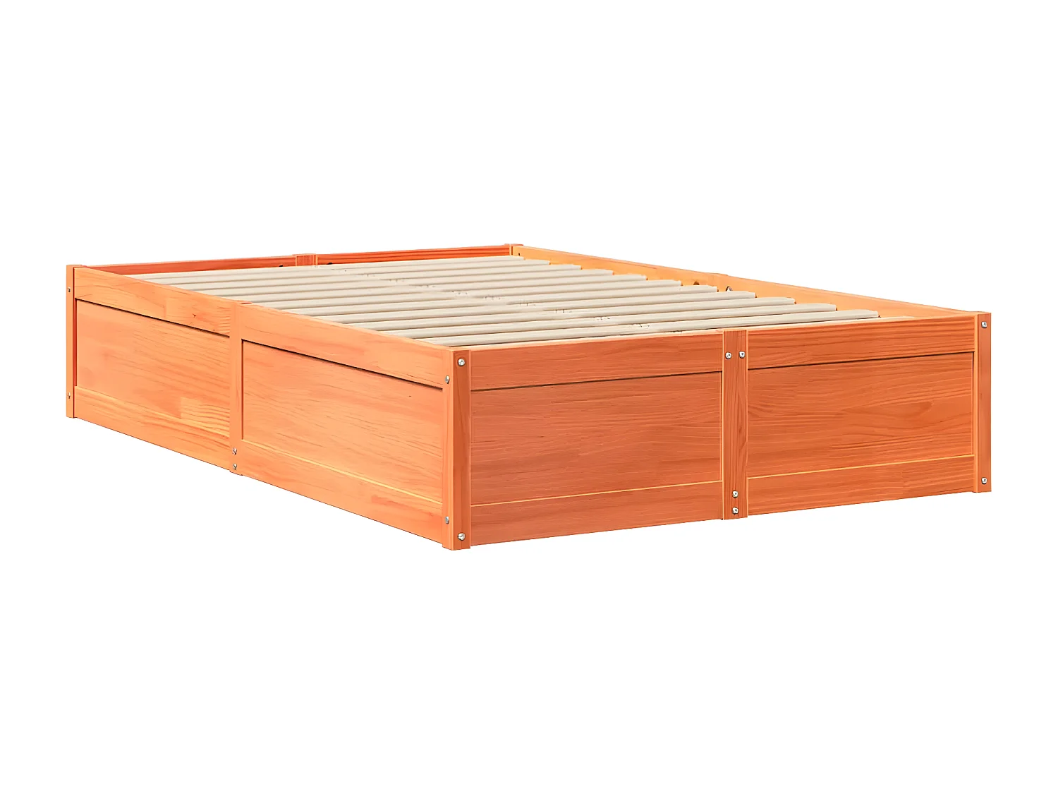 Cama con colchón madera maciza de pino marrón cera 120x190 cm