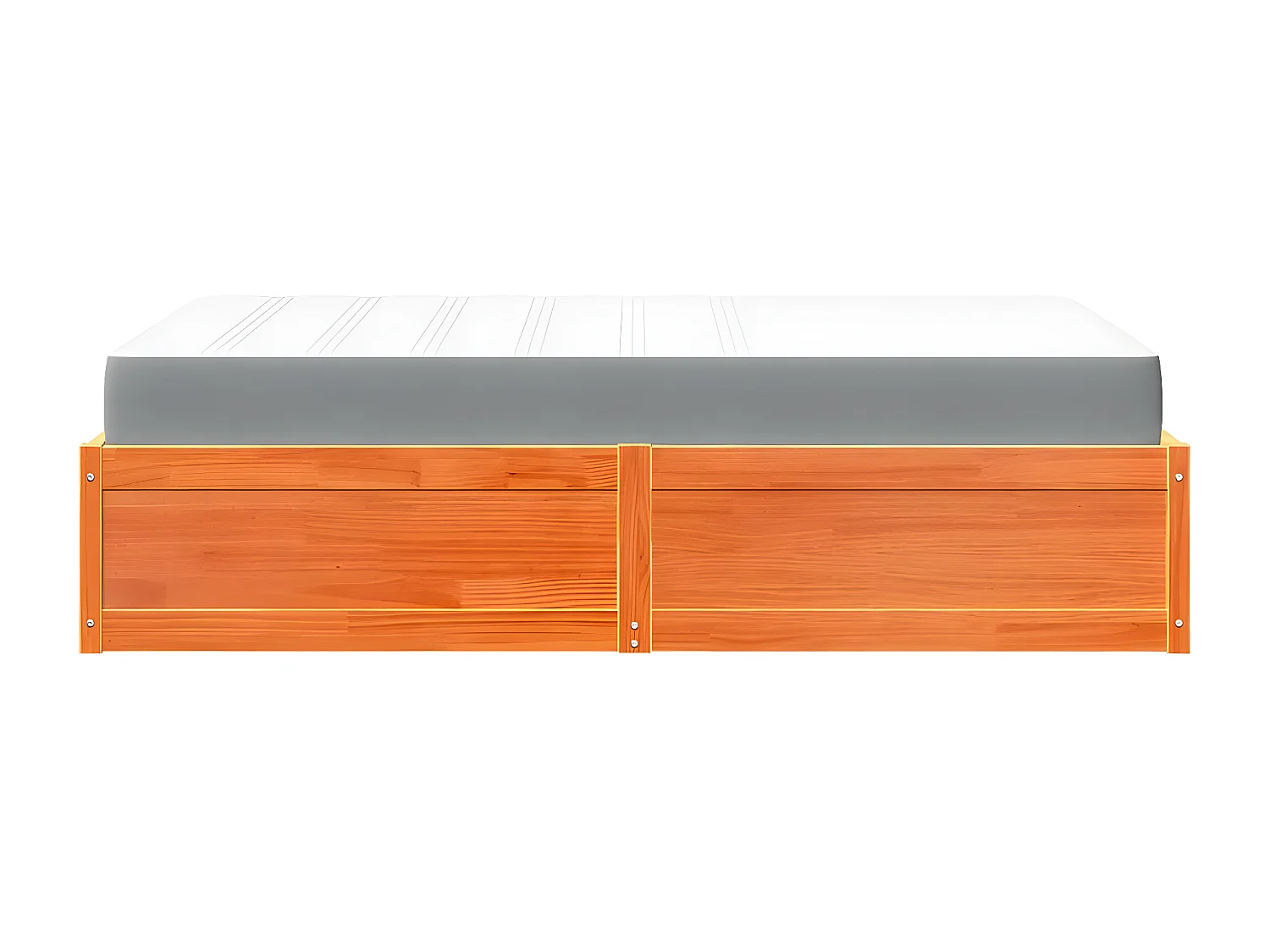 Cama con colchón madera maciza de pino marrón cera 120x190 cm