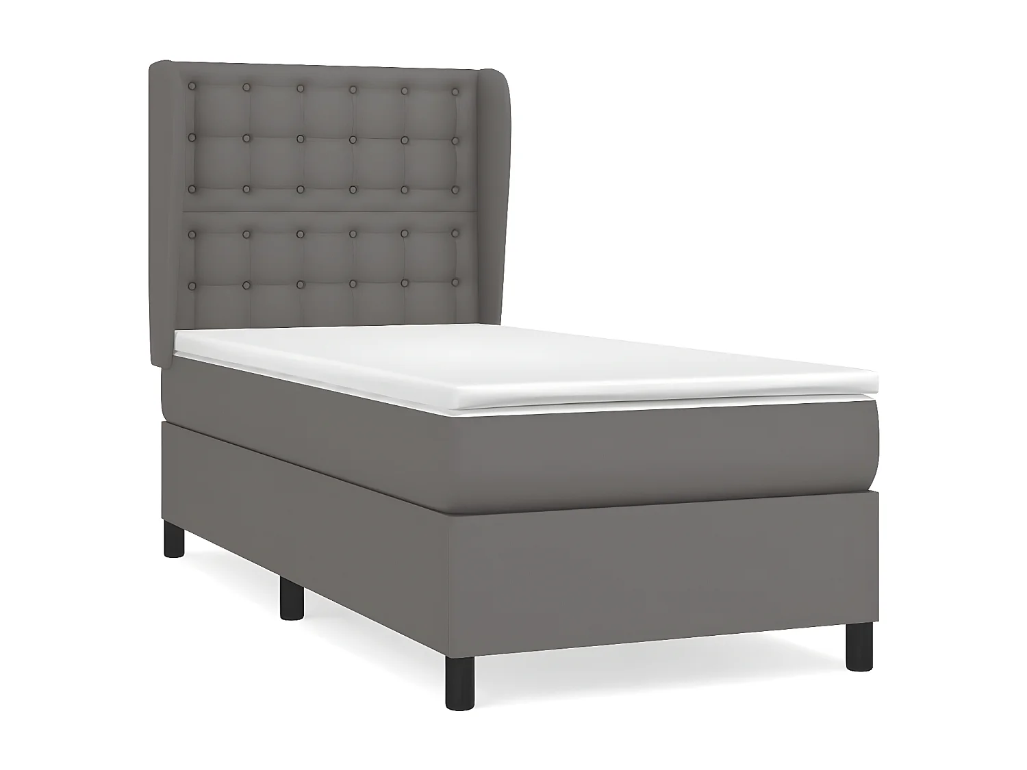 Lit à sommier tapissier avec matelas Gris 80x200 cm Similicuir