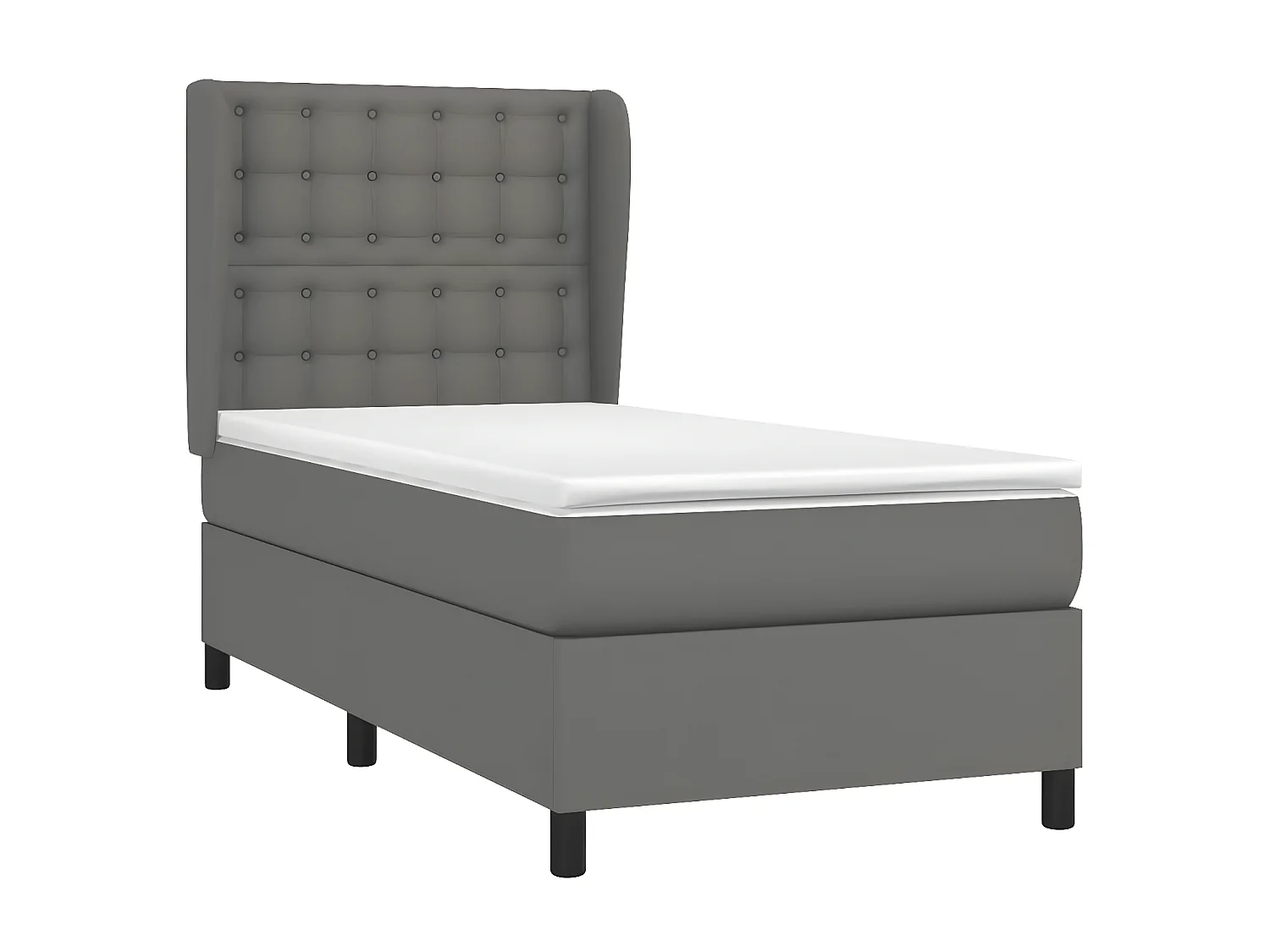 Lit à sommier tapissier avec matelas Gris 80x200 cm Similicuir