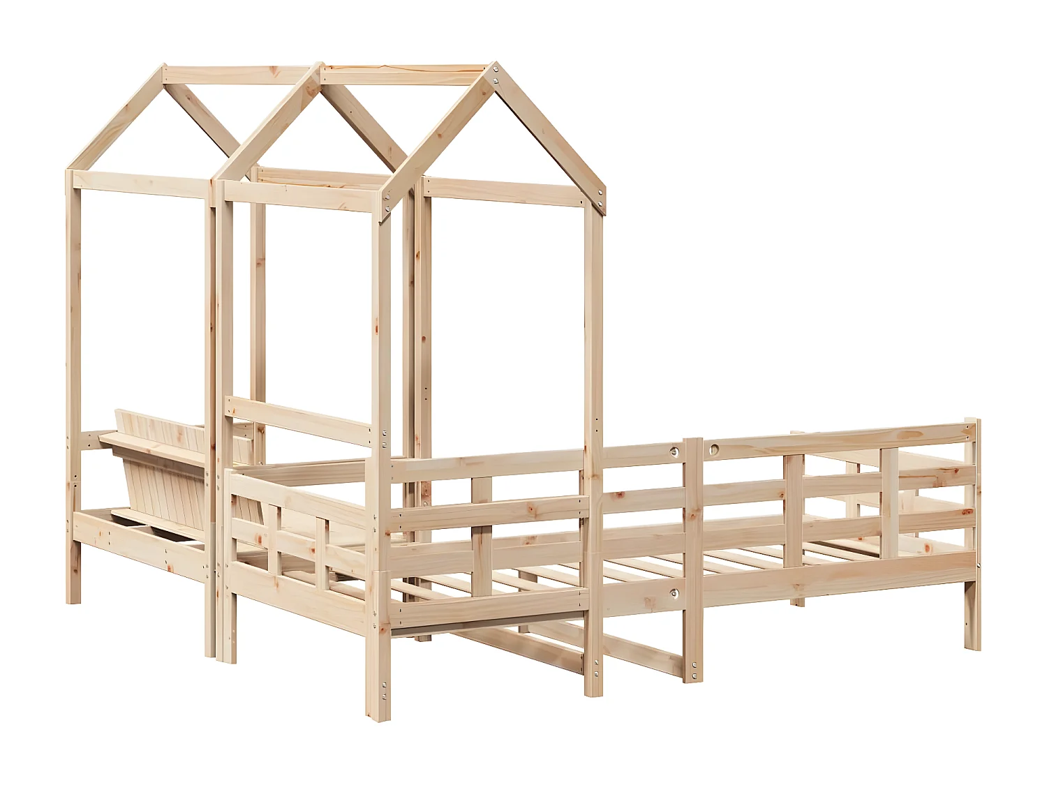 Ensemble de lit de jour et de banc et toit 90x190 cm pin massif