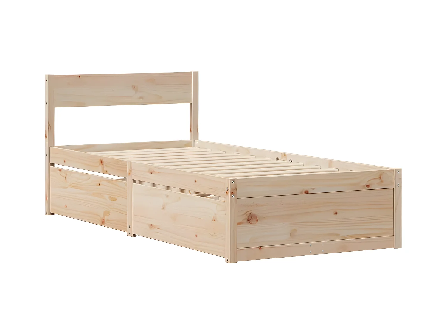 Lit avec tiroirs et matelas 100x200 cm bois massif de pin