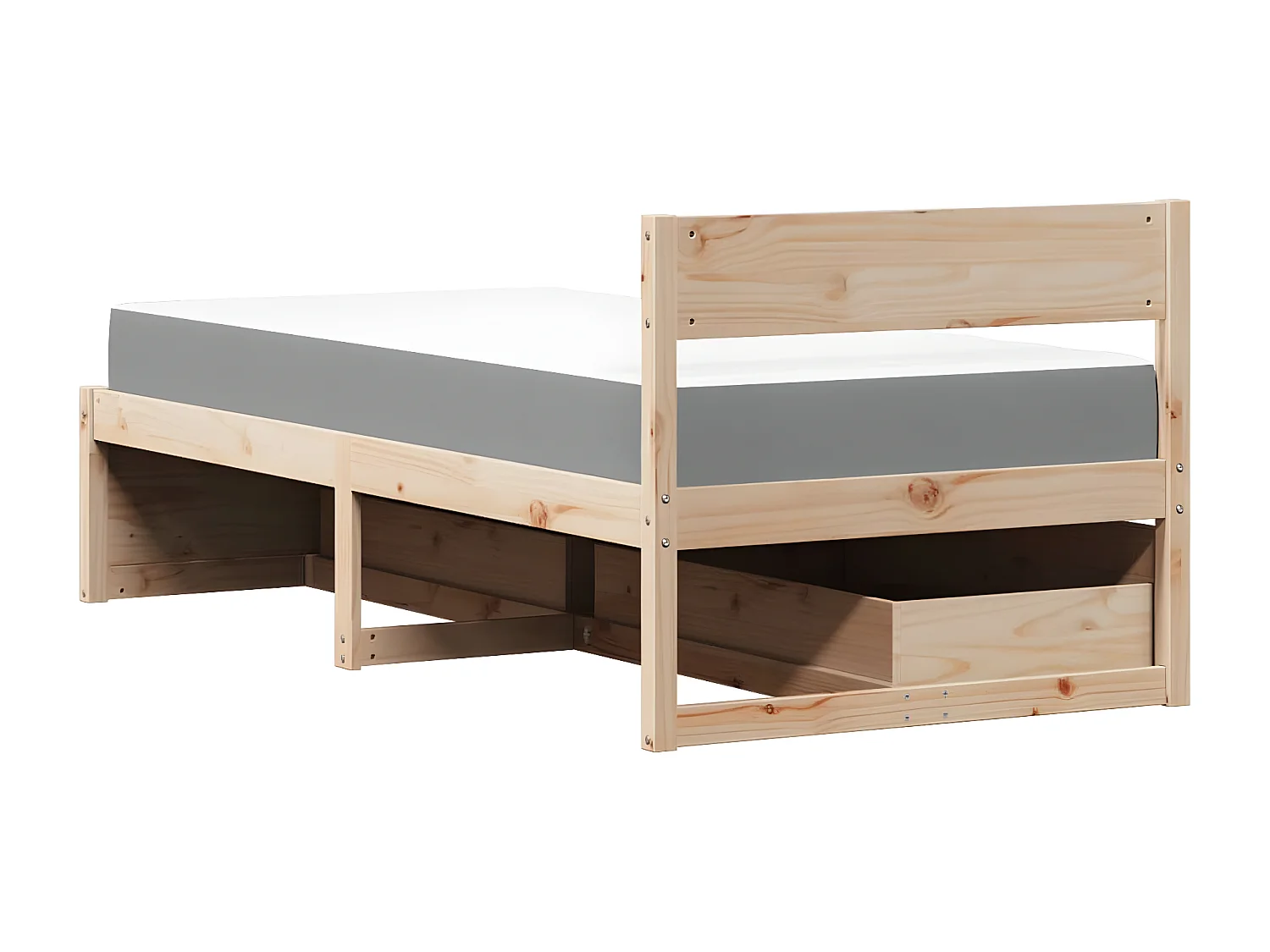 Lit avec tiroirs et matelas 100x200 cm bois massif de pin