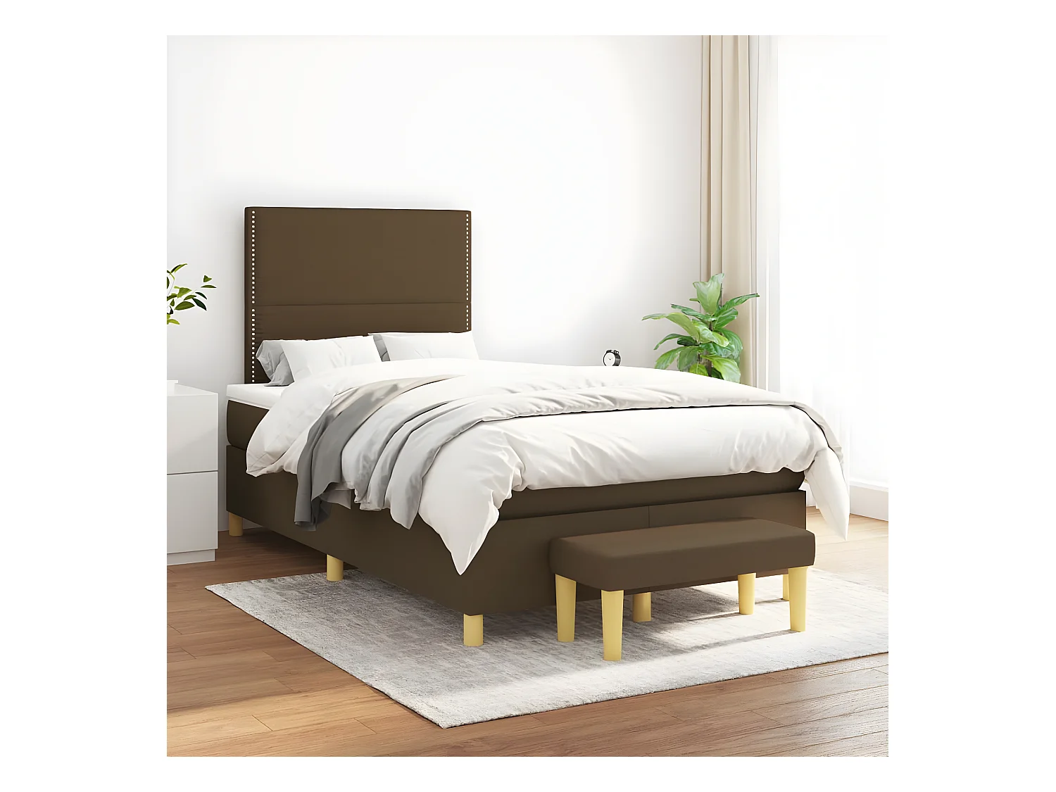 Lit à sommier tapissier avec matelas Marron foncé 120x200 cm