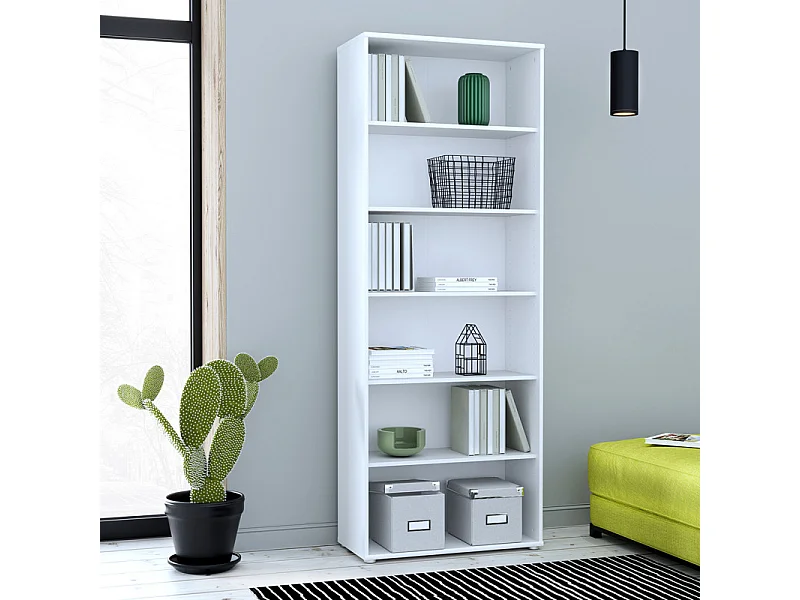 Bibliothèque / Étagère H. 198 x L. 74 cm décor blanc - MARIA