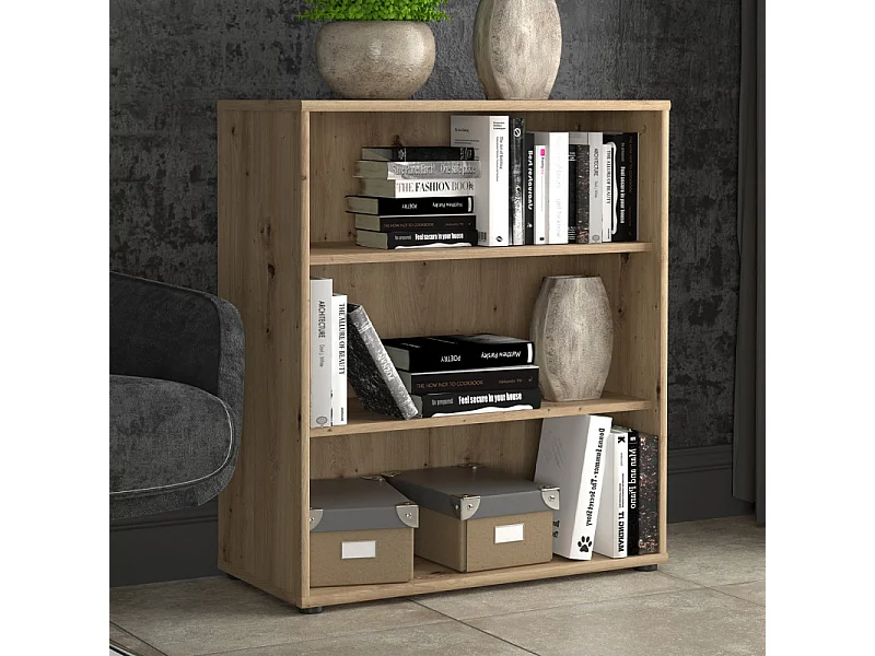 Bibliothèque / Étagère H. 86 x L. 74 cm décor chêne artisan - MARIA