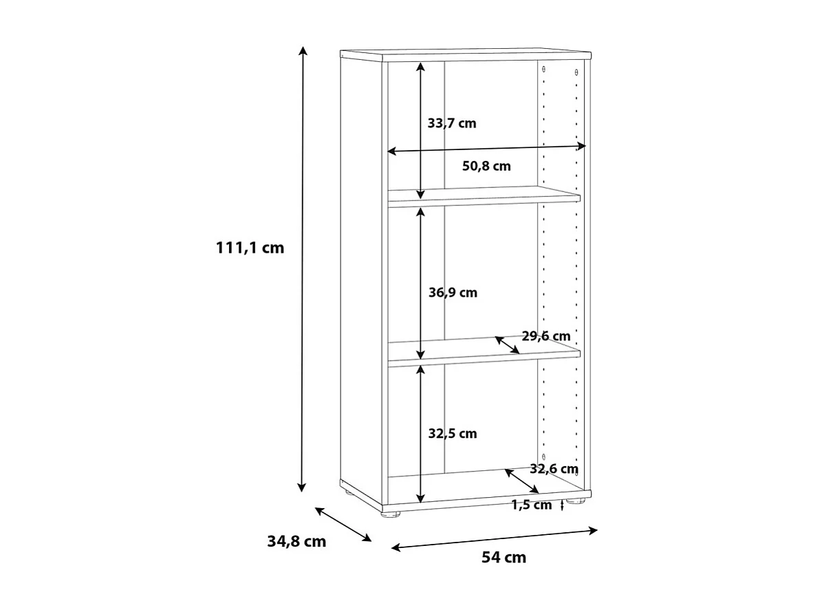Bibliothèque / Étagère H. 111 x L. 54 cm décor chêne sonoma - MARIA