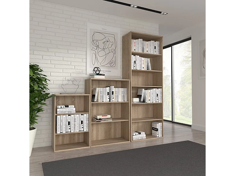 Bibliothèque / Étagère H. 198 x L. 74 cm décor chêne sonoma - MARIA
