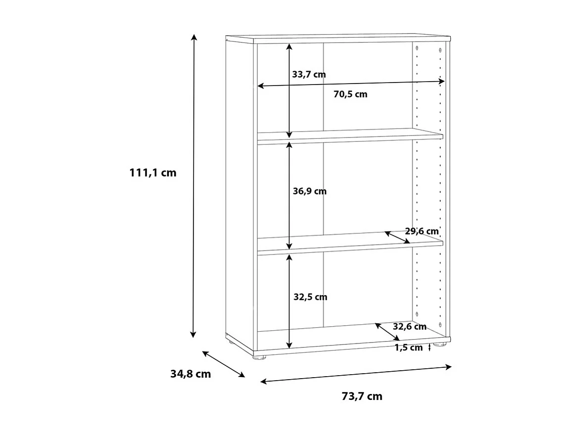 Bibliothèque / Étagère H. 111 x L. 74 cm décor blanc - MARIA