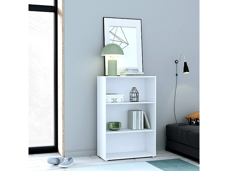 Bibliothèque / Étagère H. 111 x L. 74 cm décor blanc - MARIA