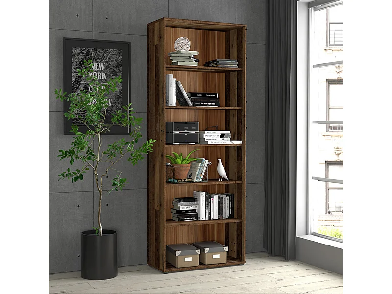 Bibliothèque / Étagère H. 198 x L. 74 cm décor bois vintage - MARIA