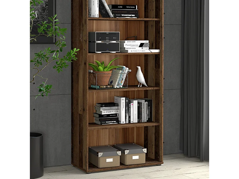 Bibliothèque / Étagère H. 198 x L. 74 cm décor bois vintage - MARIA